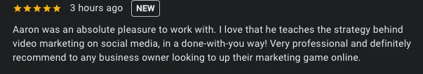 Google review: 5 stars, teaches video marketing strategy, done-with-you